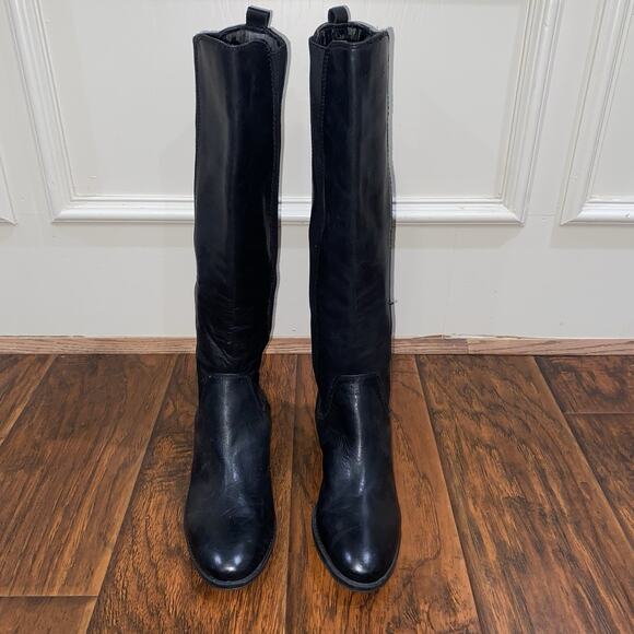 Sam Edelman Paradox 6.5 Black Leather Pull On Knee High Riding Boots Slip On - Picture 3 of 10